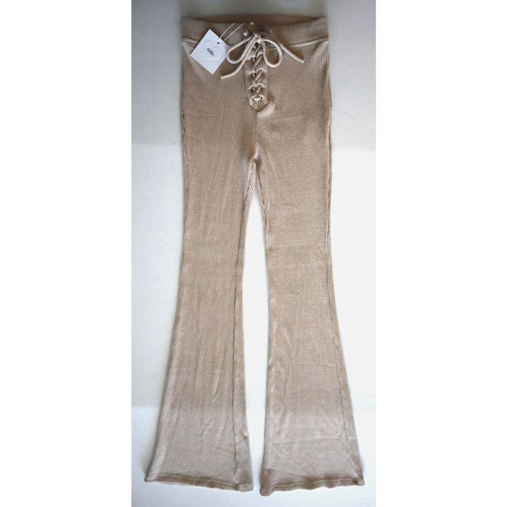 Adika CP00179 Women's Sz Small Beige Stretchy Flared Leg Pants